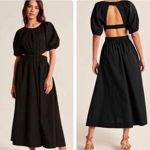 - Abercrombie & Fitch A&F Maxi Dress Puff Sleeve Cutout